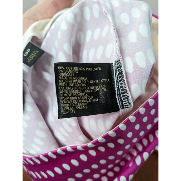 Worthington Dot Print Pencil Skirt 10P Pink White Petite Knee Back Zipper Stripe - Picture 6 of 11